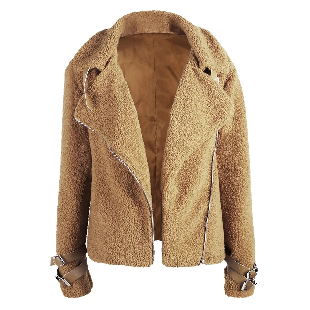 2019 зимние однотонные женские шубы и куртки на молнии Повседневные Плюшевые