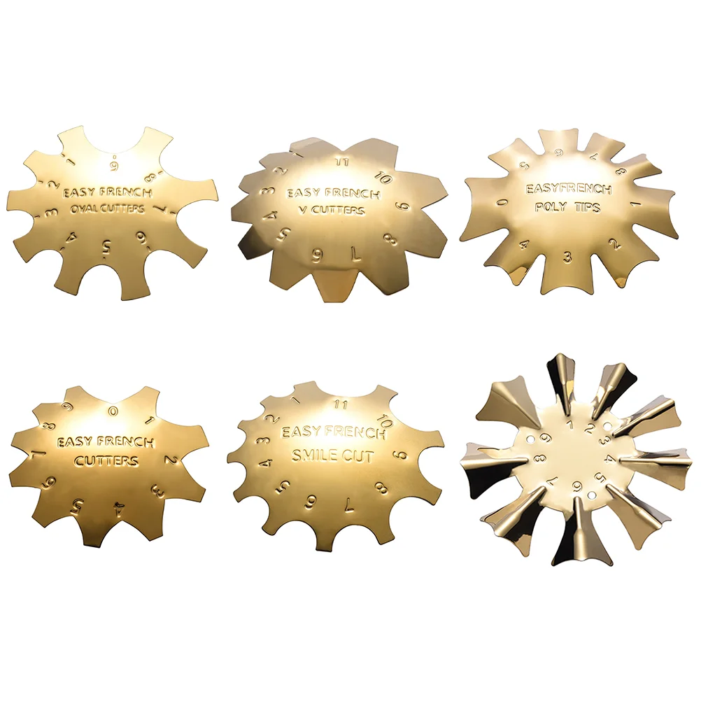 

6pcs DIY Steel Nail Making Templates Manicure Trimmer Templates (Golden)
