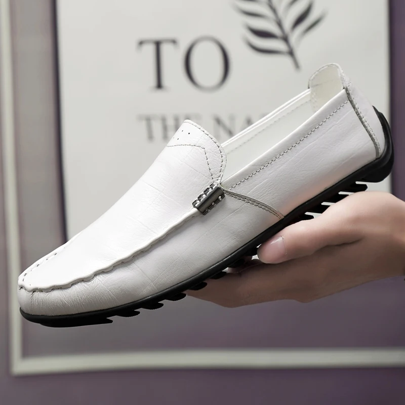 Лоферы мужские из натуральной кожи дышащие на плоской подошве | Обувь