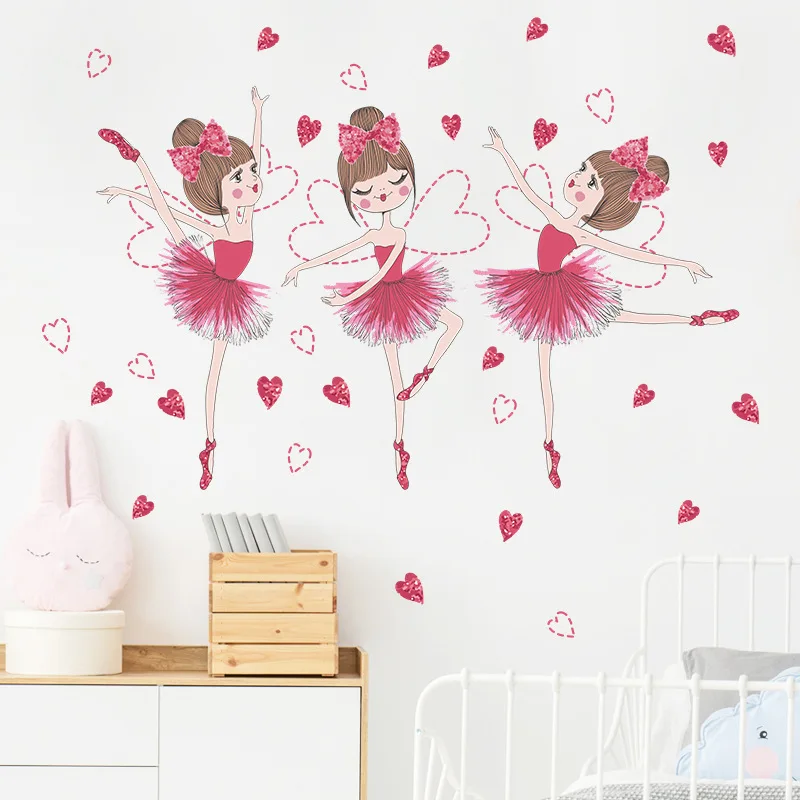 

Cartoon Dancing Girl Love Wall Stickers Girl Heart Bedroom Wallpaper Living Room Home Wall Decoration Wall Stickers