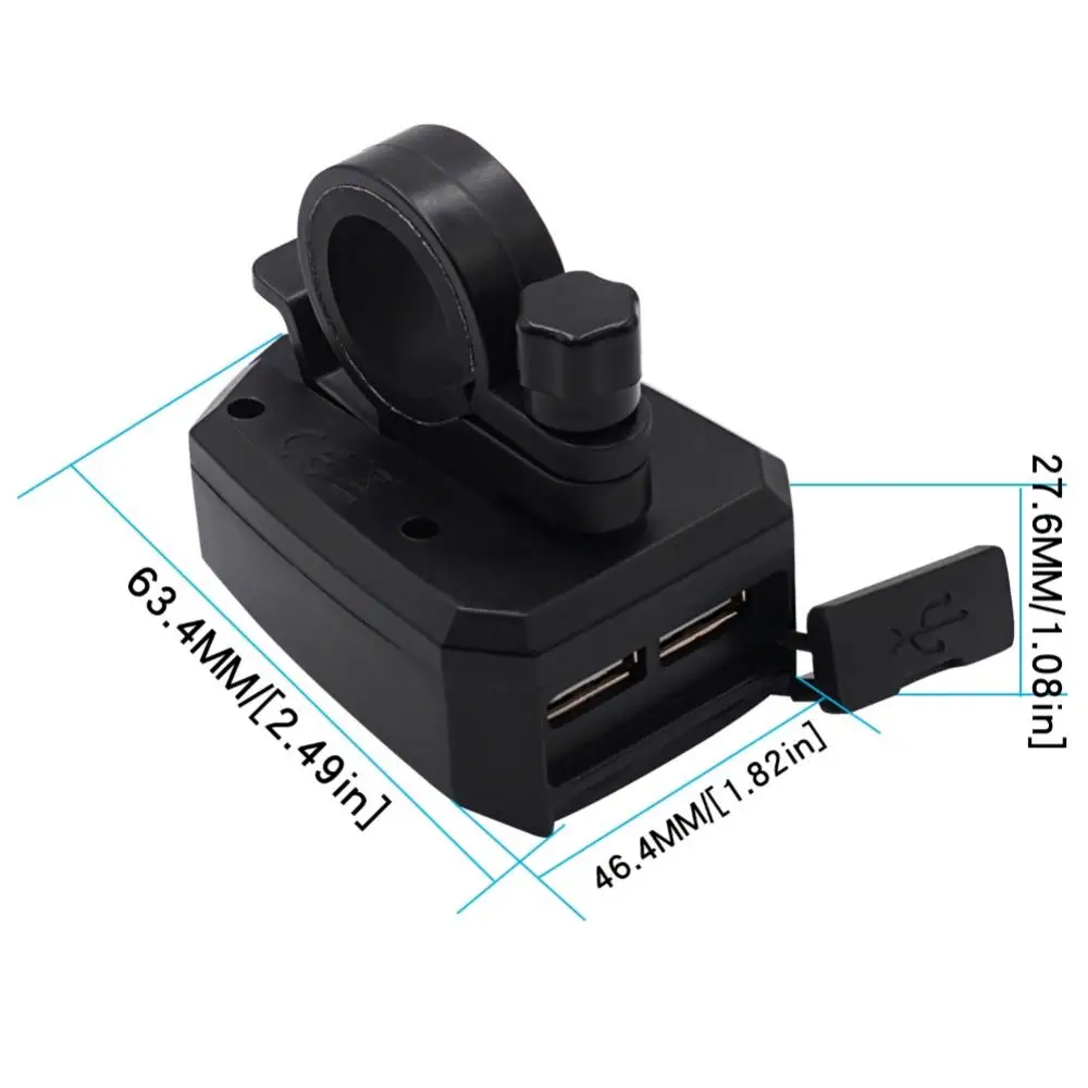 

50% Hot Sale 10V-80V Motorcycle 2.4A Dual USB Charger Scooter Handlebar Adapter Accessories
