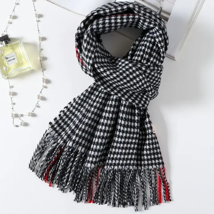 

2019 new style imitation plaid long tassel scarf large pashmina warm wraps for women