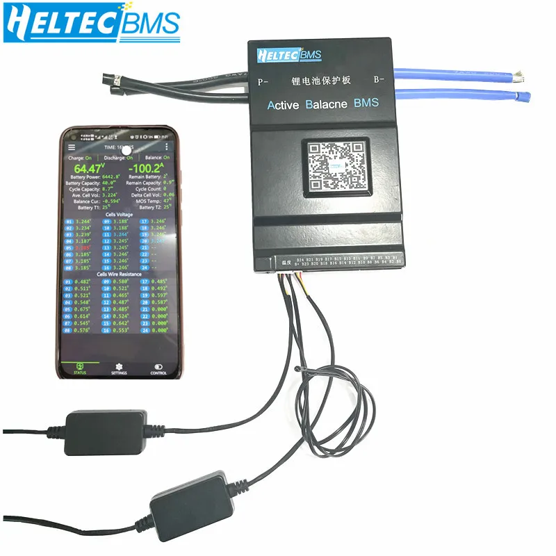 

Smart BMS 100A 200A 1A/2A Active Balance 13S~24S Battery Protection Board CAN RS485 APP Lifepo4 li-ion LTO 16S