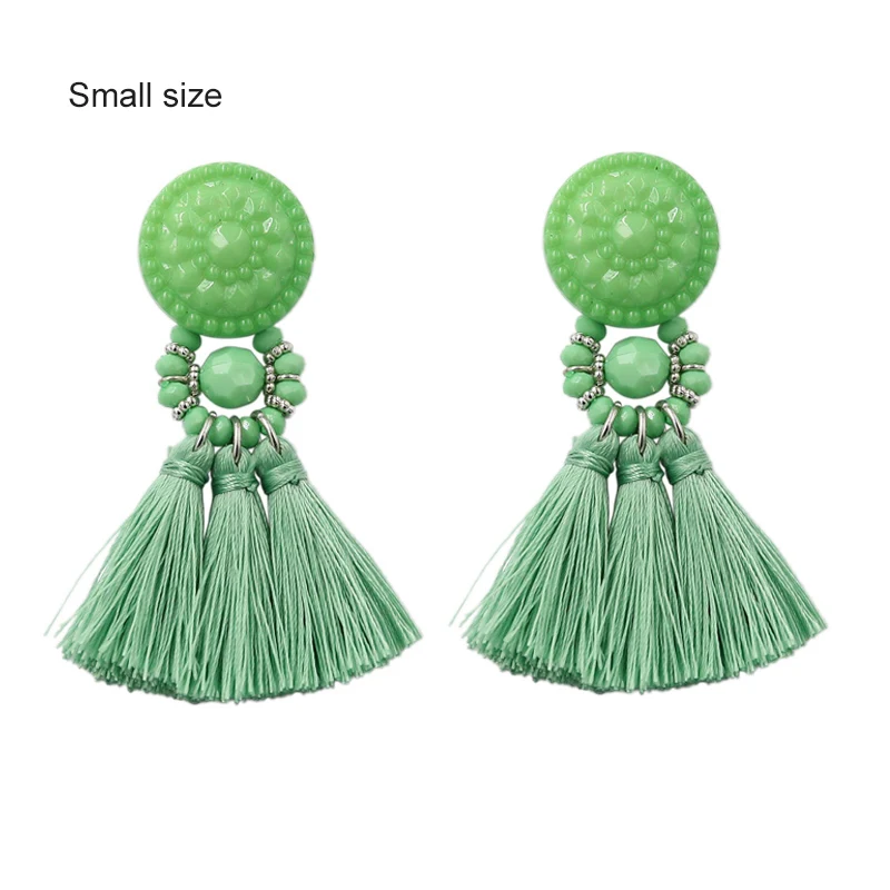 mini-Green Богемные маленькие серьги с кисточками для женщин, зеленые Разноцветные серьги с бусинами и бахромой, летние серьги, Букле д 'ореиль пенданте, новинка - Окраска металла: mini-Green