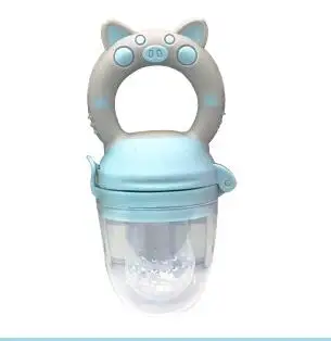 Силиконовый свежий Ниблер для кормления ребенка соска для кормления детские фруктовые соски для кормления безопасные детские принадлежности соски для сосков бутылочки - Цвет: blue pig L