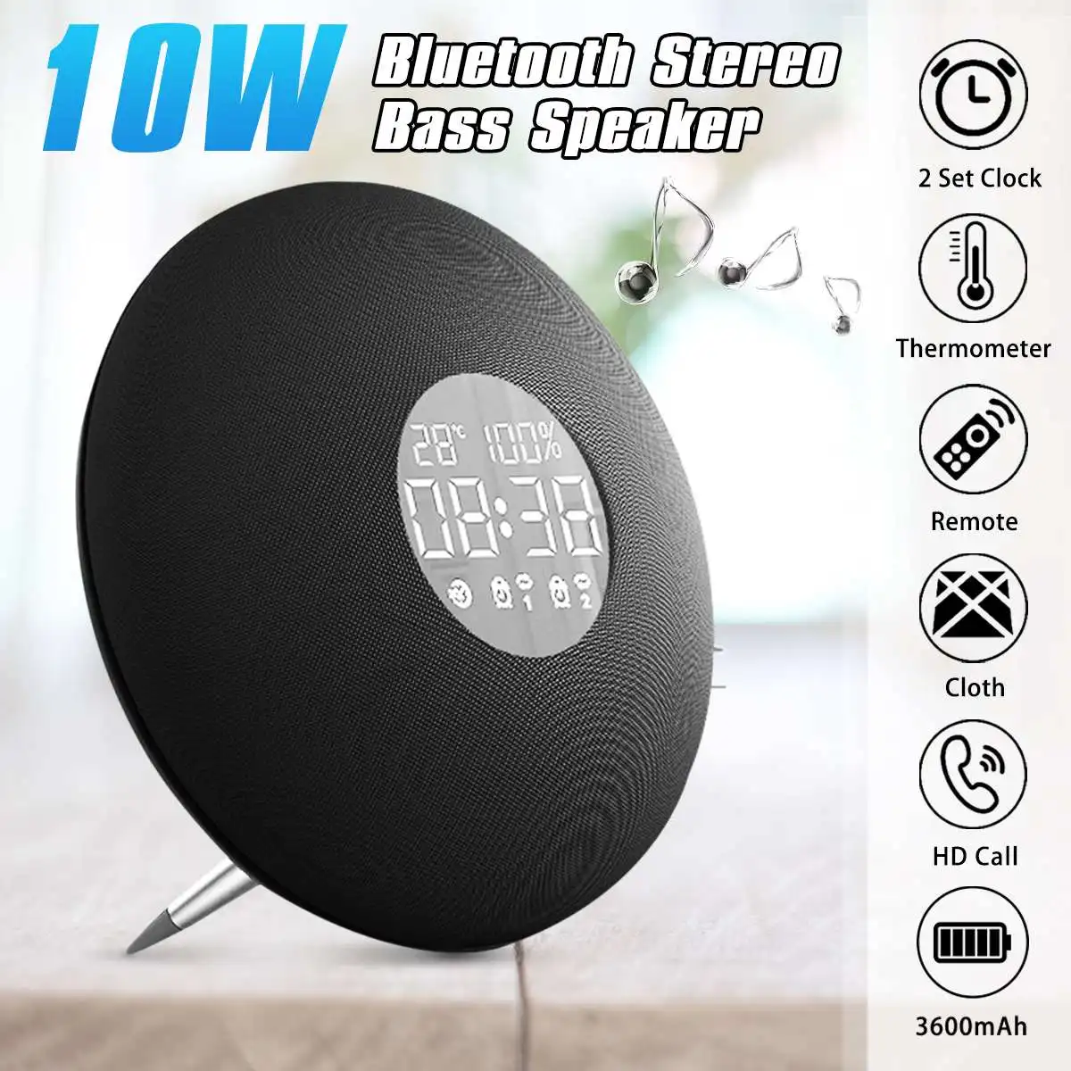 

Портативная Bluetooth-колонка, беспроводная басовая звуковая коробка, USB-Колонка s со штативом, поддержка AUX TF, светодиодный дисплей, сабвуфер, гр...