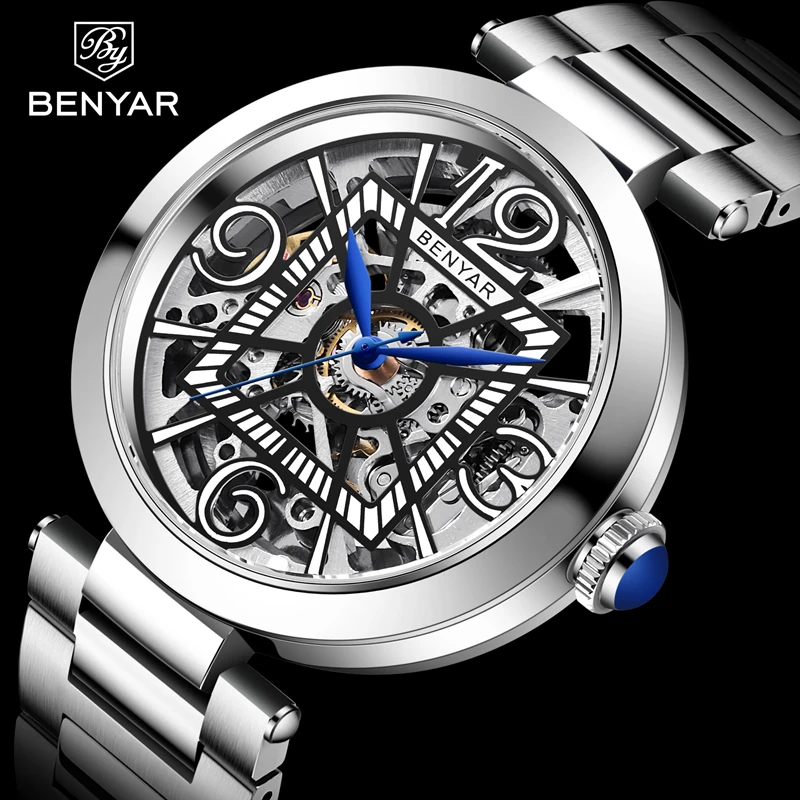 

BENYAR Classic Luxury Men's Automatic Watch Top Brand Stainless Steel Waterproof Mechanical Watch Sports Casual Watch for Men