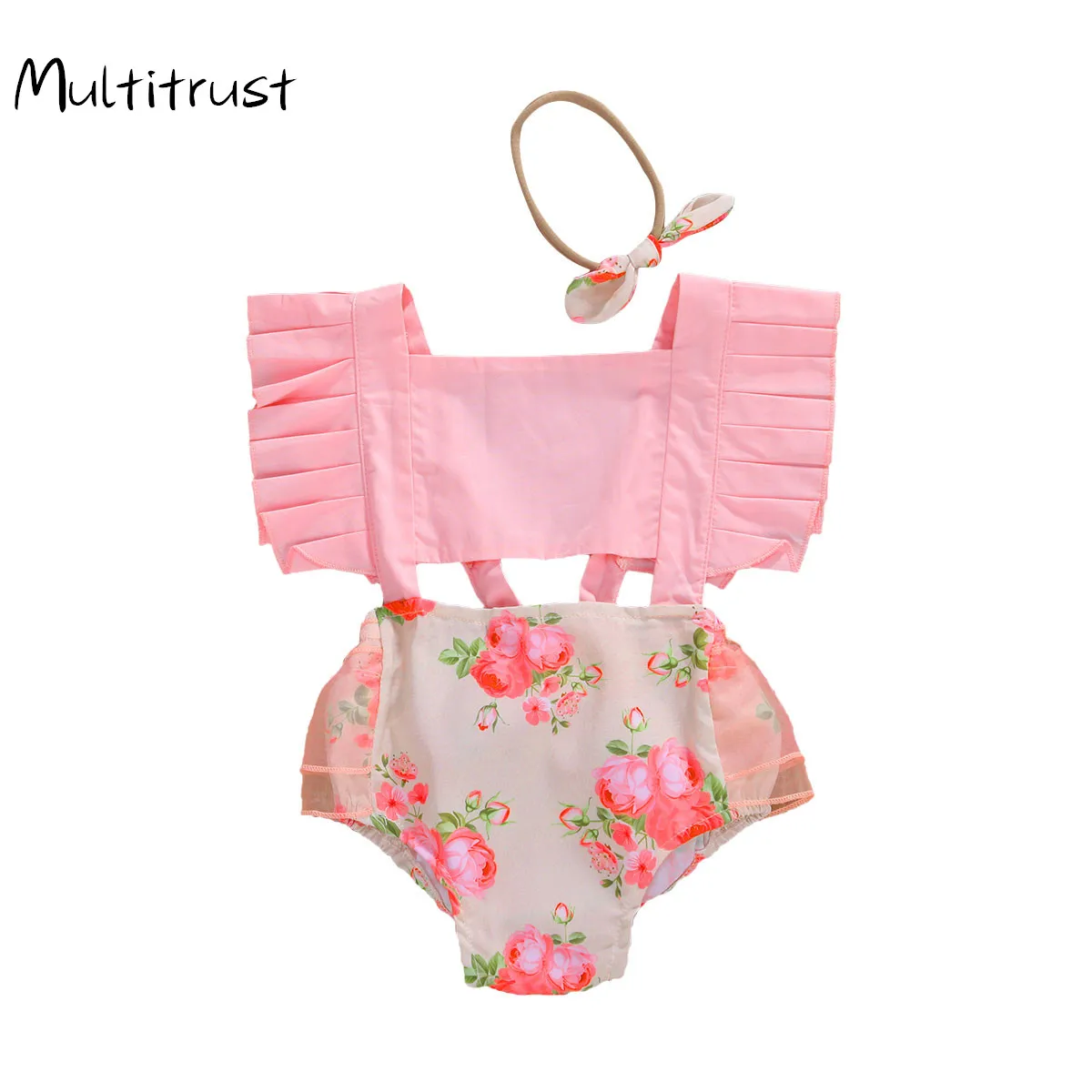 

2020 Floral Bodysuits Newborn Baby Girl Bodysuits Jumpsuit Clothes Summer Infant Baby Girls Hollow Patchwork Jumpsuit Outfit Set