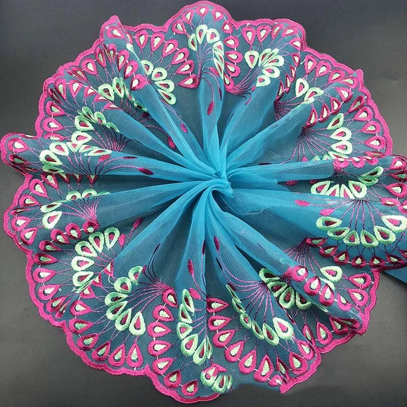 10Yds красная розовая синяя сетчатая кружевная отделка ткань вышитая лента для