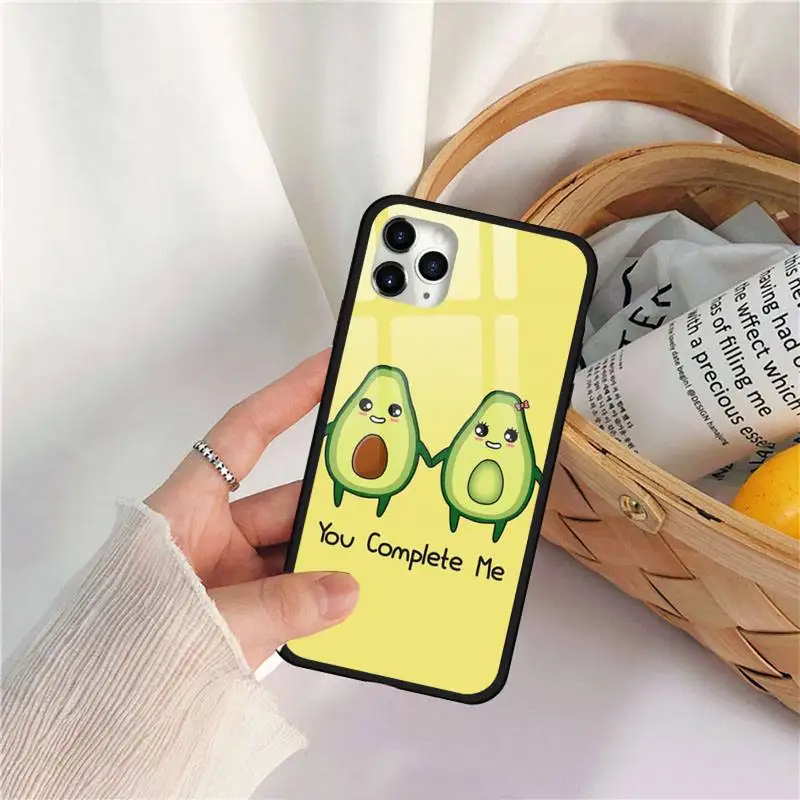 

Avocado cute cartoon Phone Case Tempered glass for iPhone 11 12 mini pro XS MAX 8 7 Plus X XS XR