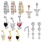 Пирсинг для пупка в виде бабочки, из нержавеющей стали, с цирконом