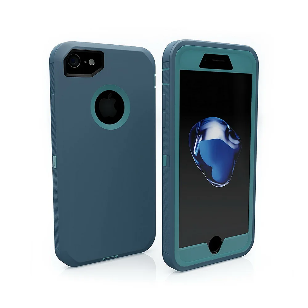 sky blue Teal 3 в 1 резиновый Гибридный тяжелый защитный противоударный чехол с полным покрытием для iPhone X XS Max XR 6 6S 7 8 Plus 5 5S SE 11 Pro Max - Цвет: sky blue Teal