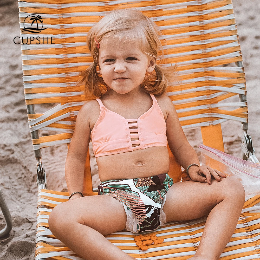 Бикини CUPSHE с принтом розовых листьев на шнуровке высокой талией комплекты для