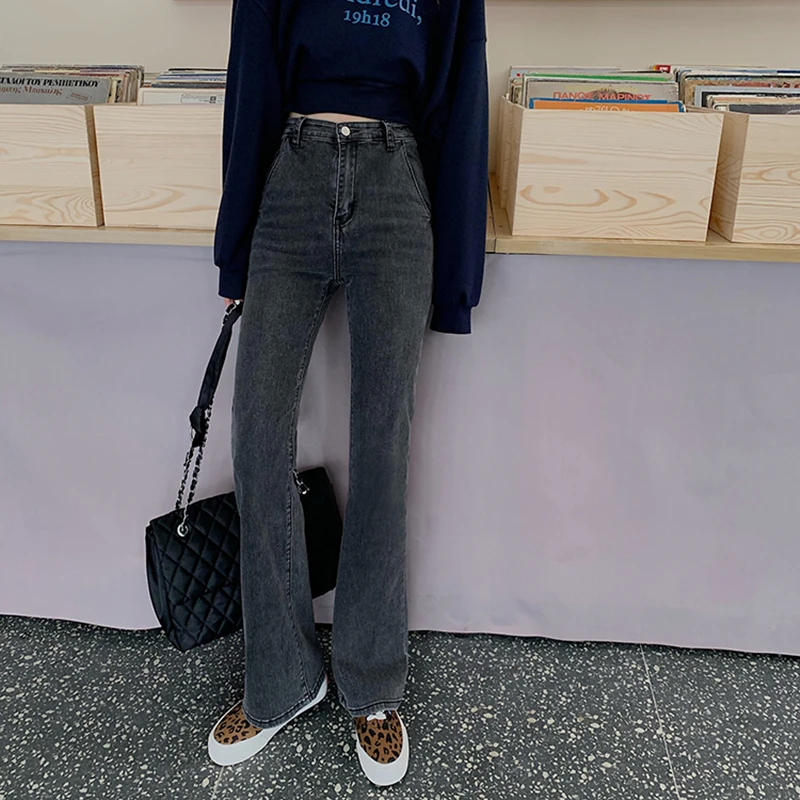 

Women's Jeans 2021 Cotton New Streetwear Vintage High Waist Wide Leg Jeans Pants Fashion Girl Student Flare Denim Long Trouser
