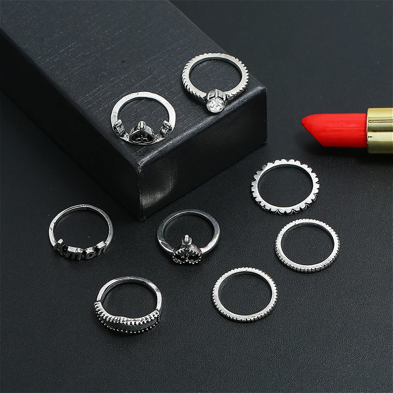 Винтажный богемный набор колец на сустав пальца простое письмо любовь сердце