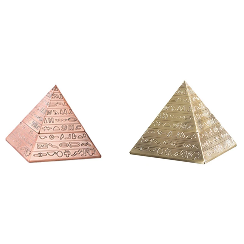 

Classic Vintage Egyptian Metal Carved with Lid Ashtray Home Decor