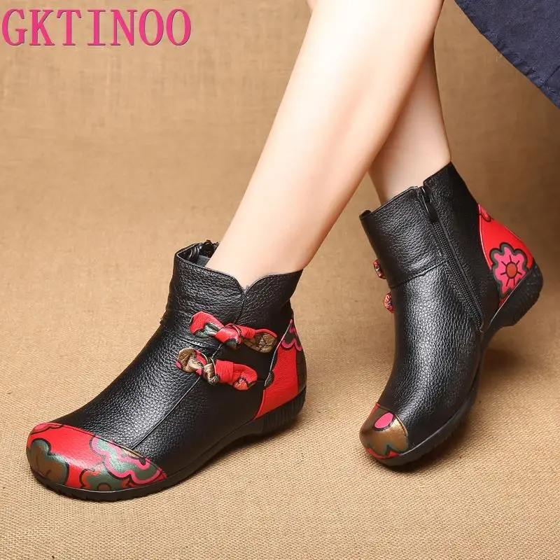 Женские ботильоны из натуральной кожи на плоской подошве|Зимние сапоги| |