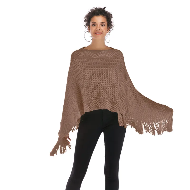 Женские свитера осень зима 2019 Трикотажное пончо Повседневный необычный рукав