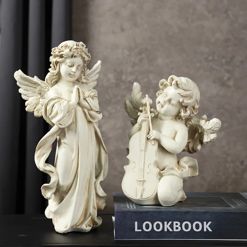 

Vintage Praying Cherub Statue Angel Statue Figurine Indoor Outdoor Home Garden Decoration Wings Angel Sculpture Memorial