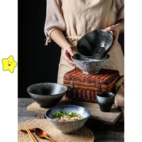 japanese ceramic bowl household large ramen bowl rice bowl soup bowl creative bowl plate tableware set commercial hat bowl