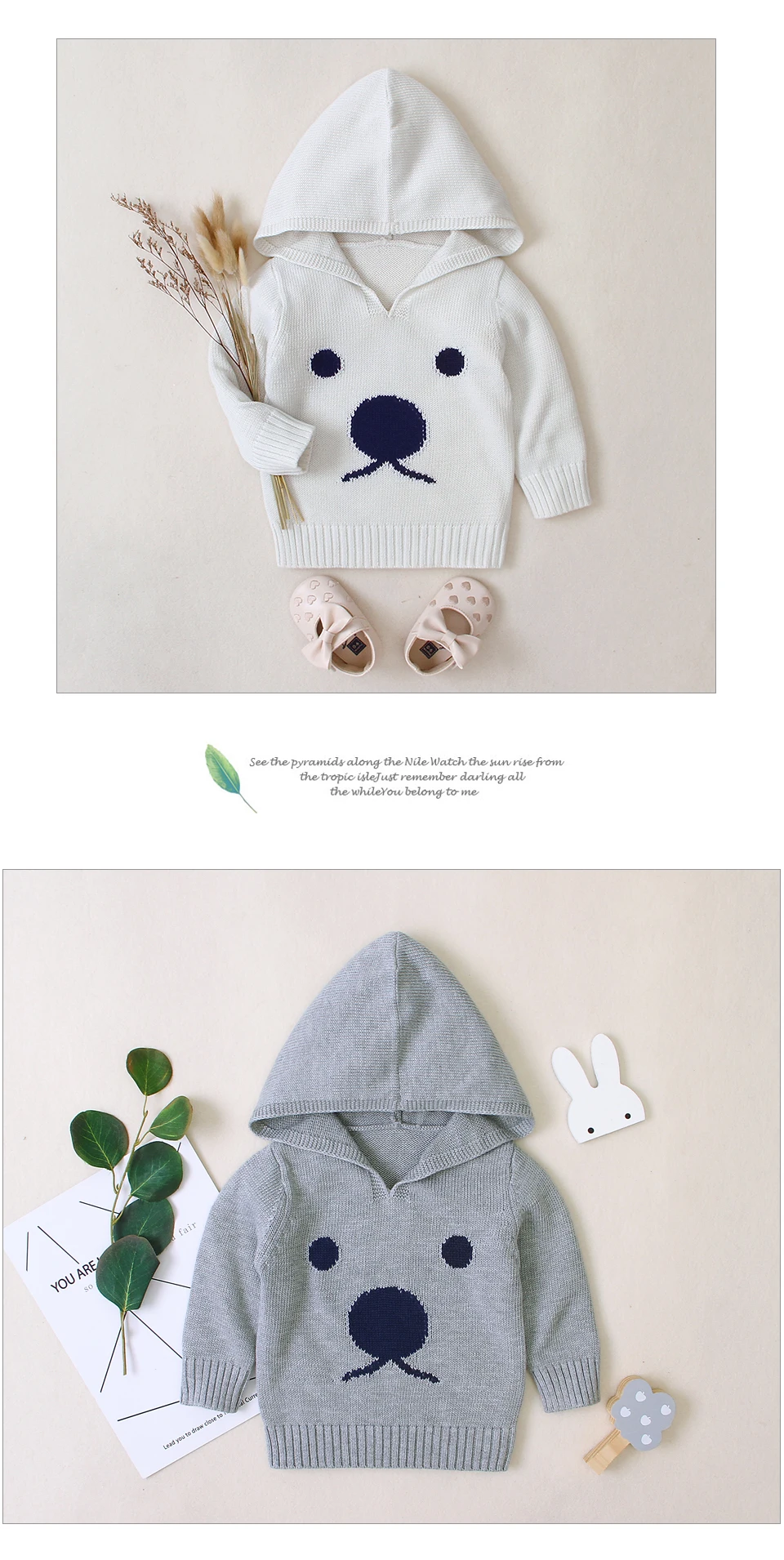 Baby Sweaters For Boys Cartoon Pattern Knitted Newborn Bebe Girls Bunny Jumpers White Outerwear Infant Knitwear Tops 0-2T Autumn