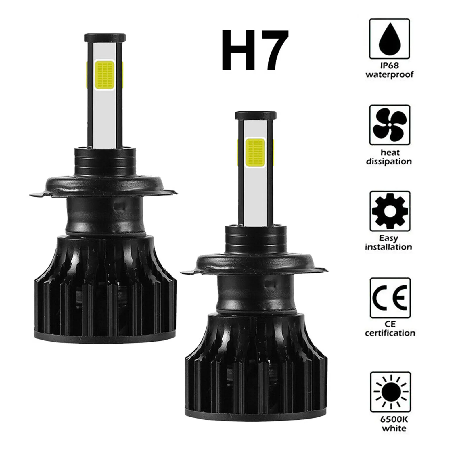 

2 шт. светодиодный головной светильник s лампы H7 200W 6500K Высокое Яркость туман светильник 360 градусов фары автомобиля