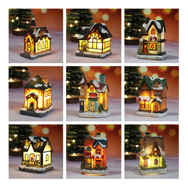 

2021 New Christmas Resin Mini House Xmas Ornaments Christmas Gift for Kids 2022 Navidad Christmas Decorations New Year Gift Noel