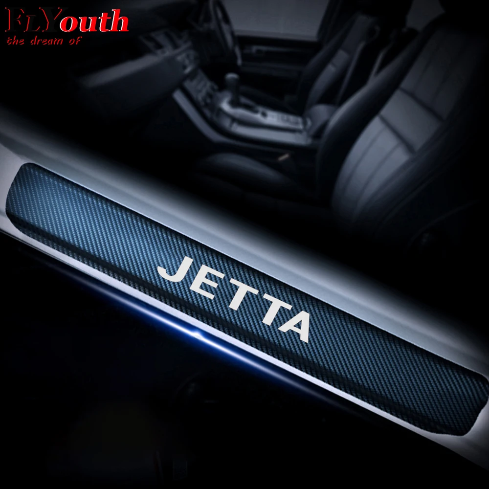 

Carbon Fiber Vinyl Sticker For Volkswagen VW Jetta Door Sill Protector Car Door Sill Welcome Pedal Stickers Car Accessories 4Pcs