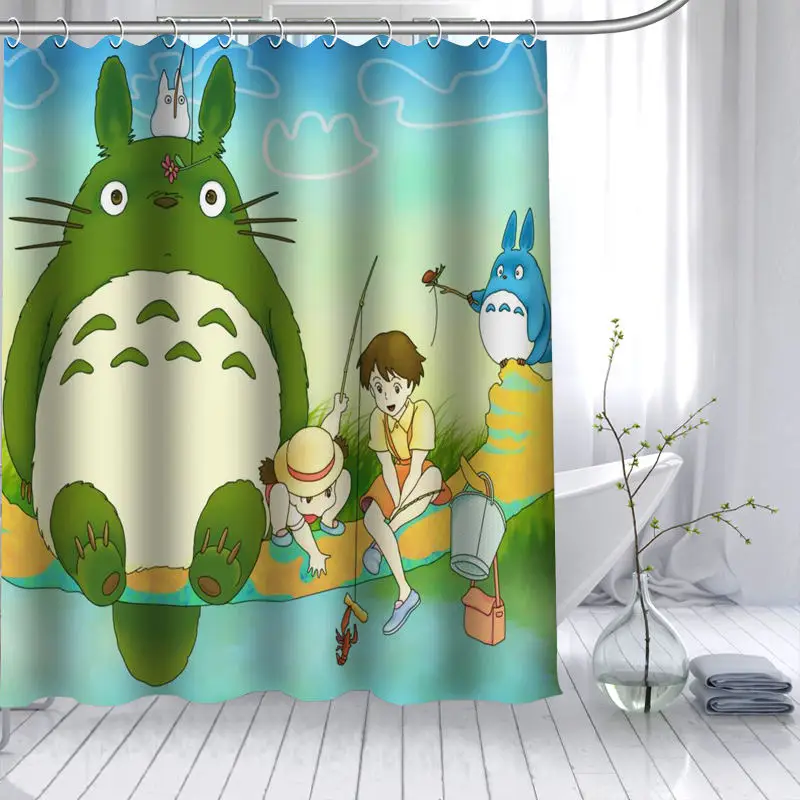 new arrival totoro anime shower curtain polyester fabric high defintion print bathroom curtain waterproof 12 hook bath curtain free global shipping