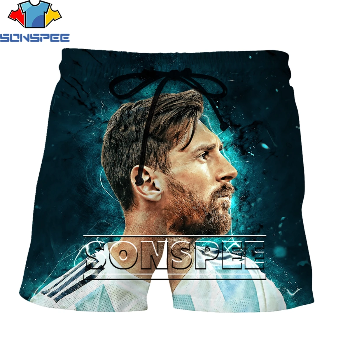 

SONSPEE New Copa America Barcelona football superstar 3D Printing Men's Shorts Summer Personality otaku Casual beach clothing