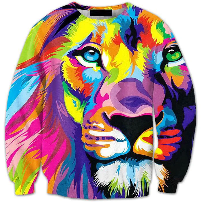 

CNUUIKOOEK Sweatshirts Men's 3D Color Lion Printed Hoodie Long Sleeve Pullover Popular Brand Men's Hoodies
