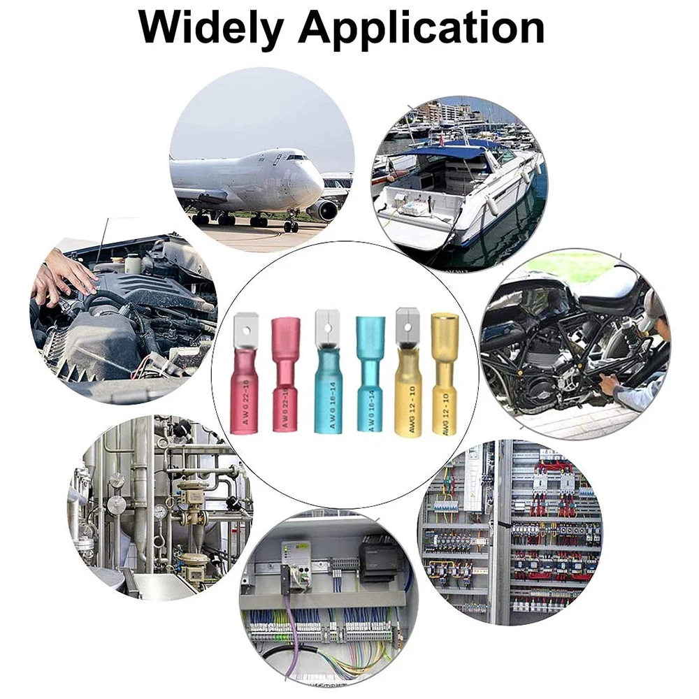 

Heat Shrink Butt Insulated Terminals Kit Electrical Cable Spade Crimp Terminals Heat Shrink Male Female Docking Wire Connectors