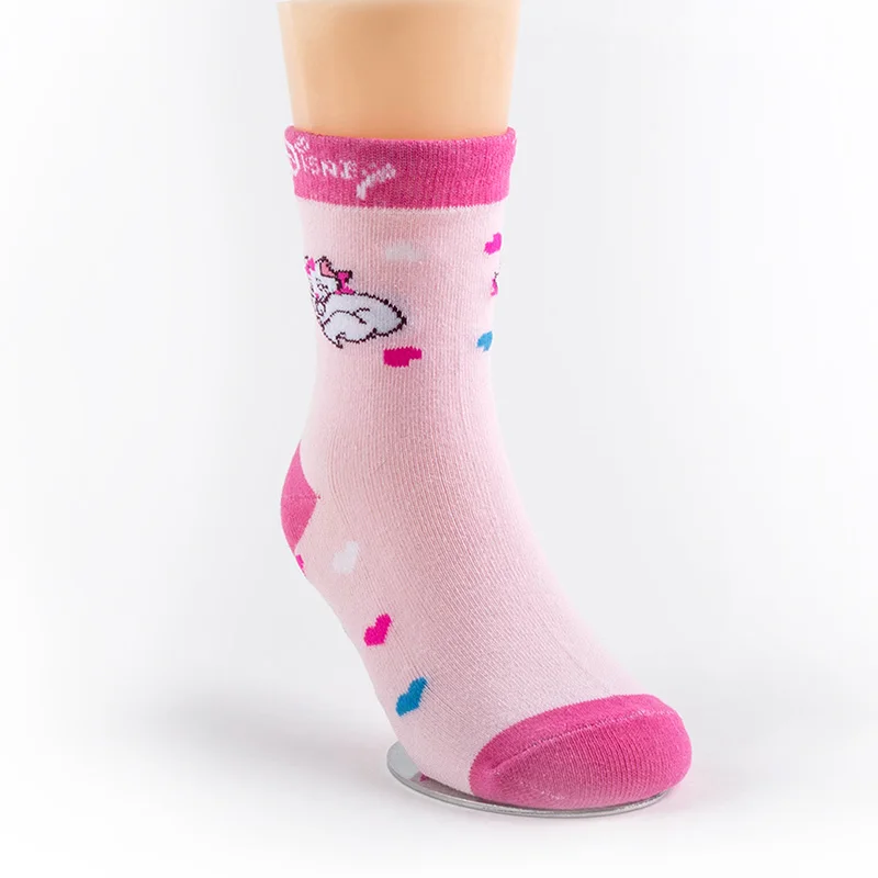 Pink THREEGUN X disney Marie Cat, 1 пара носков для девочек носки с героями мультфильмов полосатые дышащие мягкие детские носки для девочек 3 пары/партия - Цвет: Pink