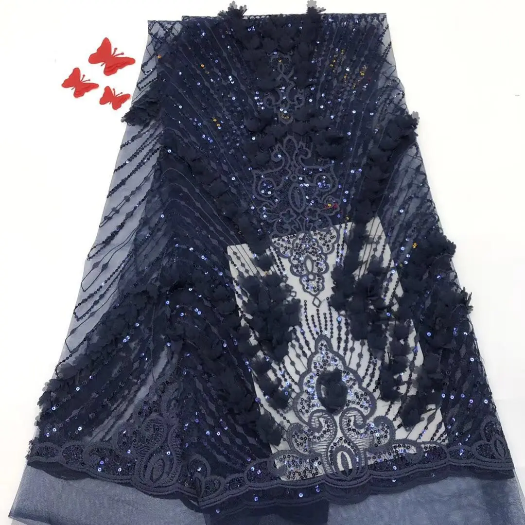 

Hot Sale African Organza Lace Fabric High Quaity 3d Sequins Fabric Embroidery Tulle Lace Fabric for African Lace Party FJ3297