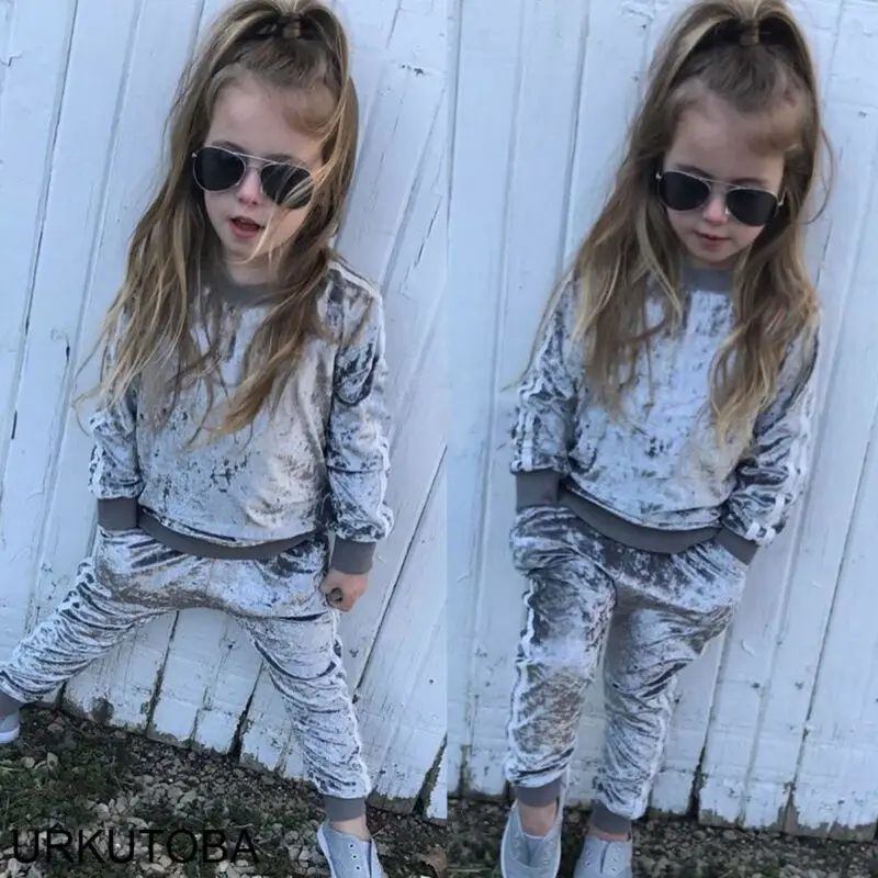 Осень-зима 2020 комплекты одежды для малышей бархатная толстовка с капюшоном