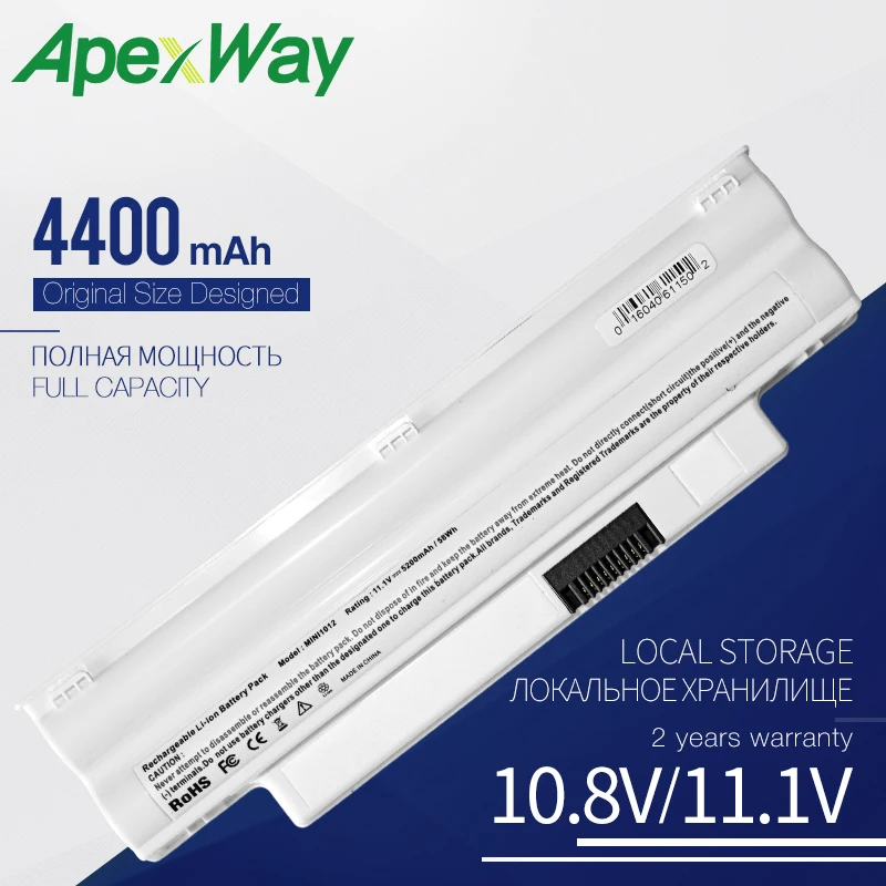 4400 mAh 11 1 V 6 ячеек белый Аккумулятор для dell Inspiron Mini 1012 1018 серии 312-0966 3K4T8 8PY7N 854TJ T96F2 2T6K2