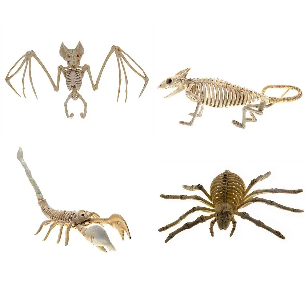 

Halloween Bones Horror Simulation Skeleton Spider Bat Mouse Lizard Bones Decoration Animal Skeleton Hallowmas Horror Party Toys