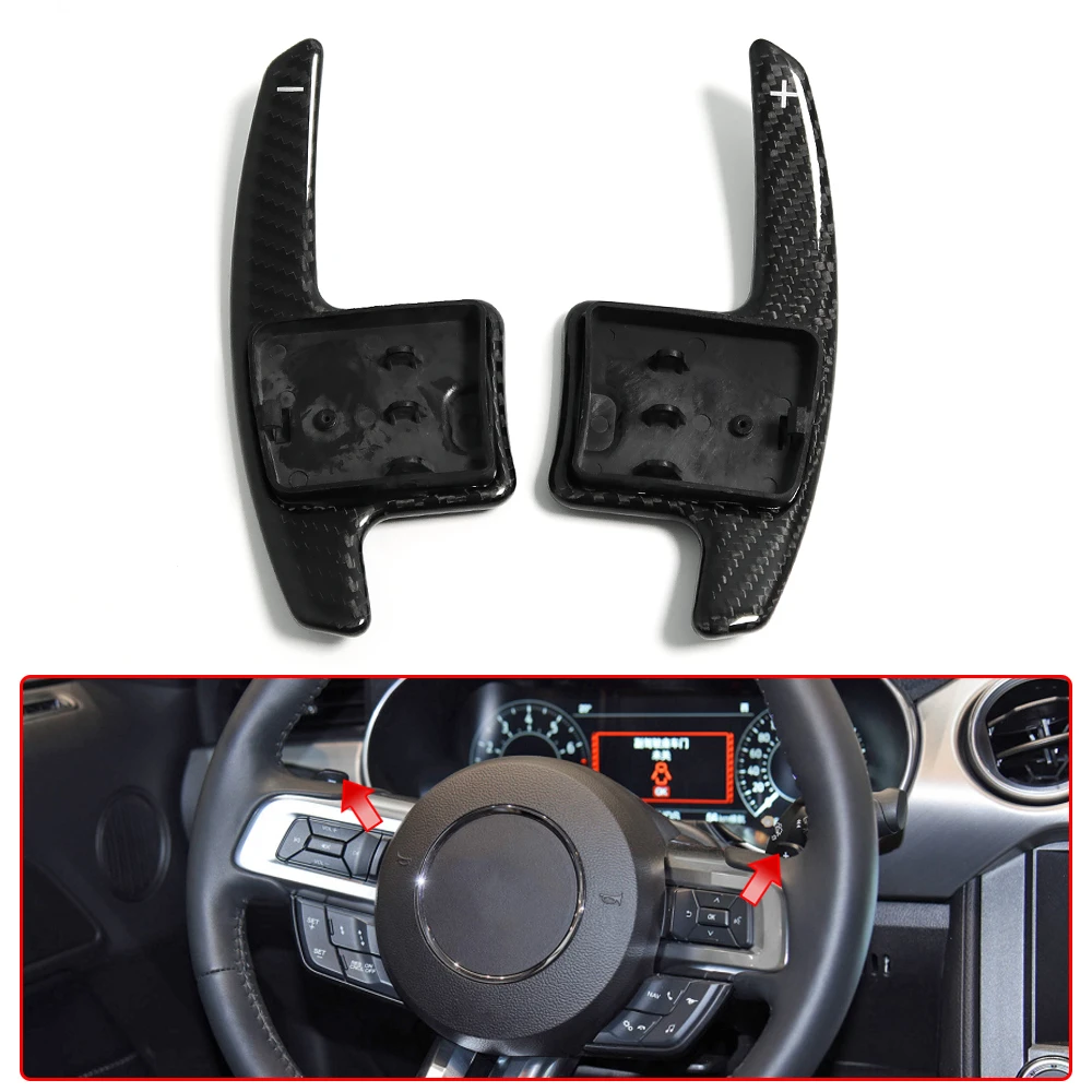 NEW Replace Carbon Fiber Car Steering Wheel Interior Shift Paddle Cover Extension Shiter For Ford Mustang GT 2015-2021