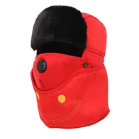 winter warm bomber hats women man earflap caps male russian trapper thermal hat snow ski hat face cover caps breathing cap