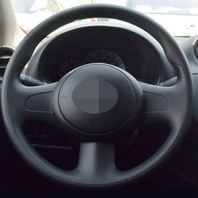 Чехол рулевого колеса автомобиля для Nissan March Sunny Versa 2013 черная искусственная кожа