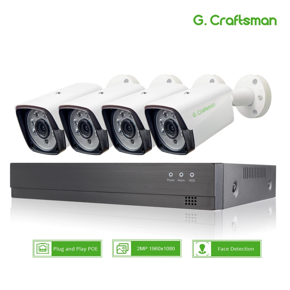 XM Face Detection 4CH 1080P POE IP Camera System Kits Waterproof CCTV Security Video Surveillance H.265+ XMEye AI G.Craftsman |