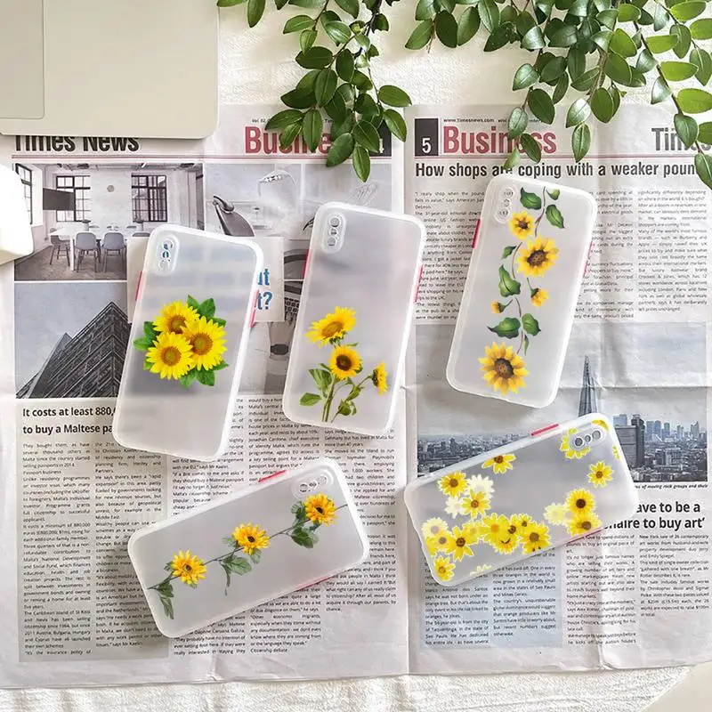 

Sunflower yellow flowers pattern Phone Case matte transparent For iphone 7 8 11 12 13 plus mini x xs xr pro max cover