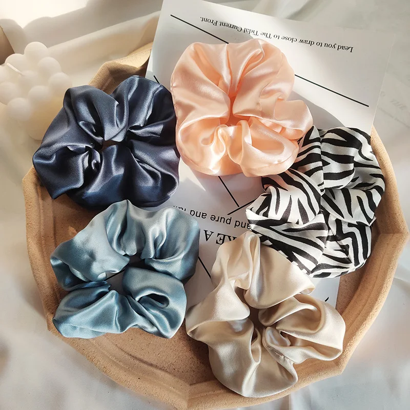

100% Pure Silk Large Scrunchies Ropes Hair Bands Ties Elastics Ponytail Holders for Women Girls Hair Accessories 19 Momme