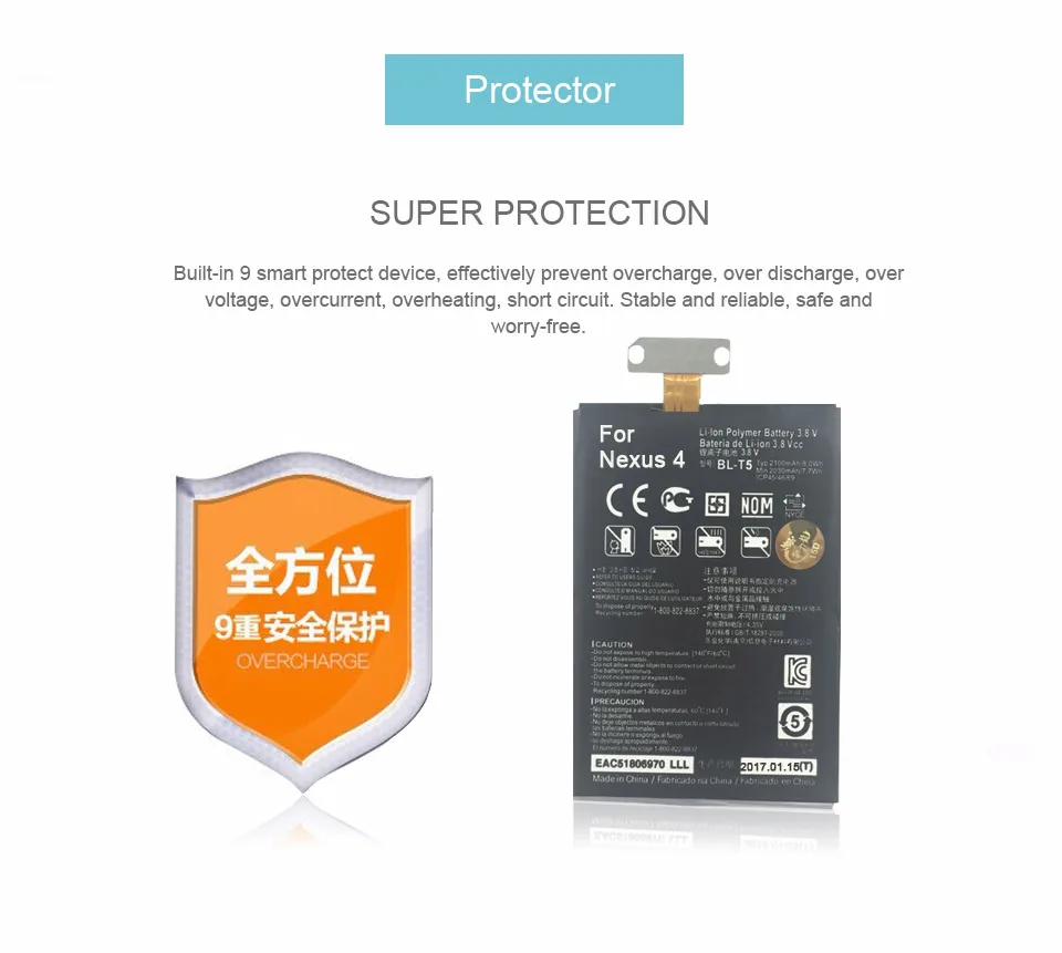 PINZHENG аккумулятор мобильного телефона для LG Nexus 4 BL-T5 E960 E975 E973 E970 F180 LS970 сменные батареи