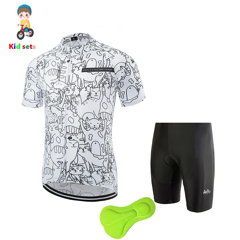 Aofly/белый милый детский короткий комплект из Джерси для велоспорта с героями