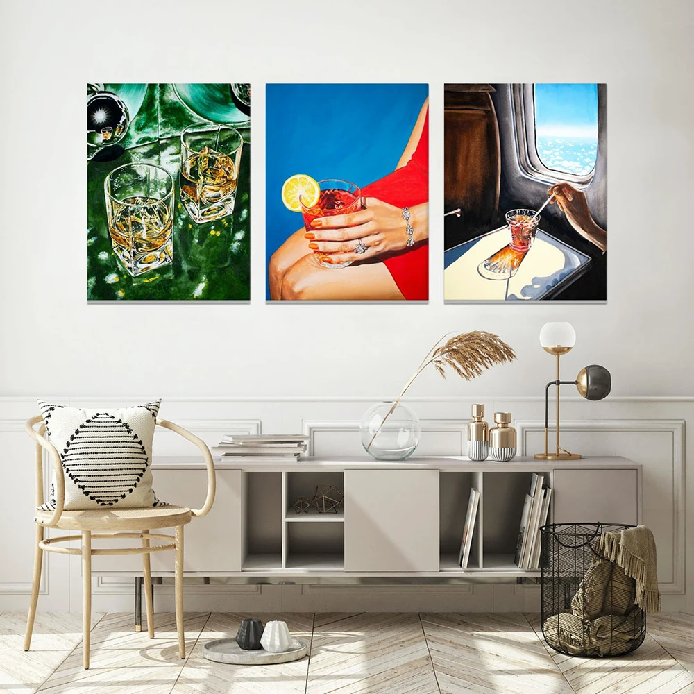 

Sitting Pretty Art Print Retro Mid Century Mad Men Painting Poster Vintage Green Scotch Airplane Wall Picture for Living Room