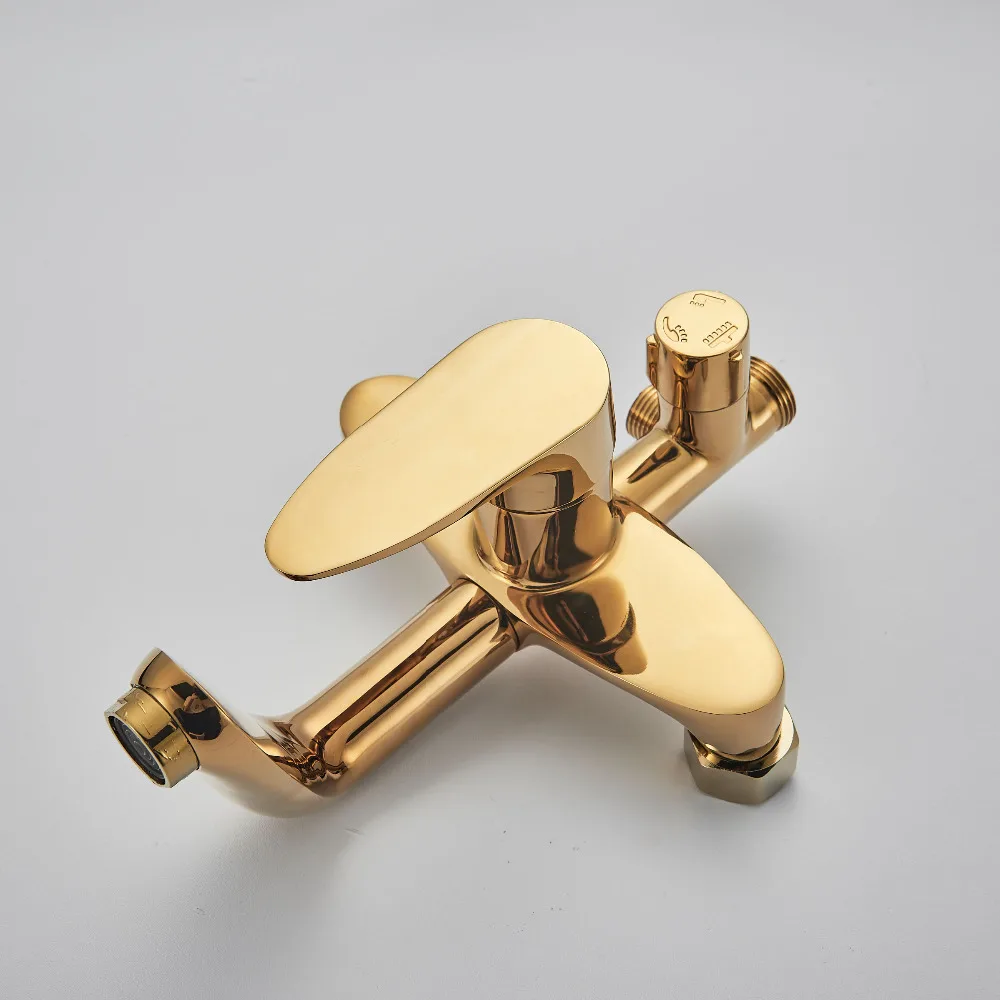 Дешевый и Высококачественный золотой настенный душ для ванной комнаты смеситель