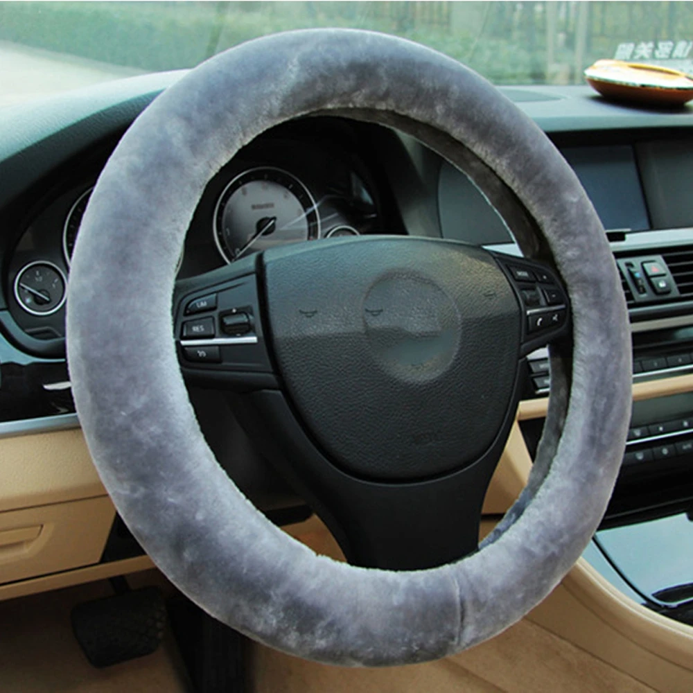 

DIY Steering Wheel Covers Ultra Soft Plush Steering Wheel Sleeve Warm Soft Plush Cover Car Interior Accessories