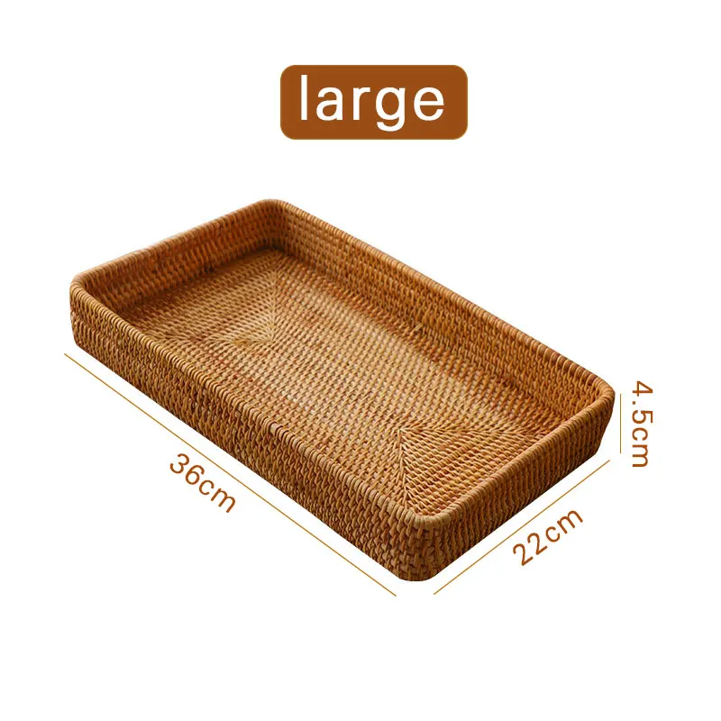 

Rattan Storage Tray Basket Display Hand-Woven Rattan Tray Wicker Basket Bread Fruit Food Breakfast Serving Display Desktop Tray