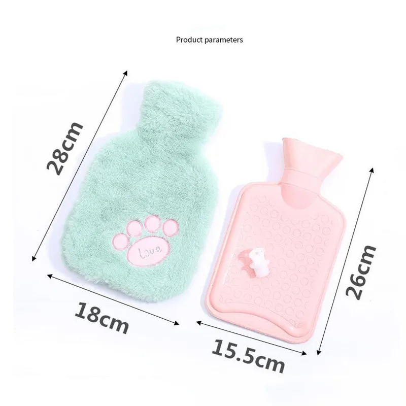 

1000ml Hot Water Bag Cute Cartoon Animals Plush Pocket Portable Winter Hand Warmer Water Injection Hot Water Bottle For Women